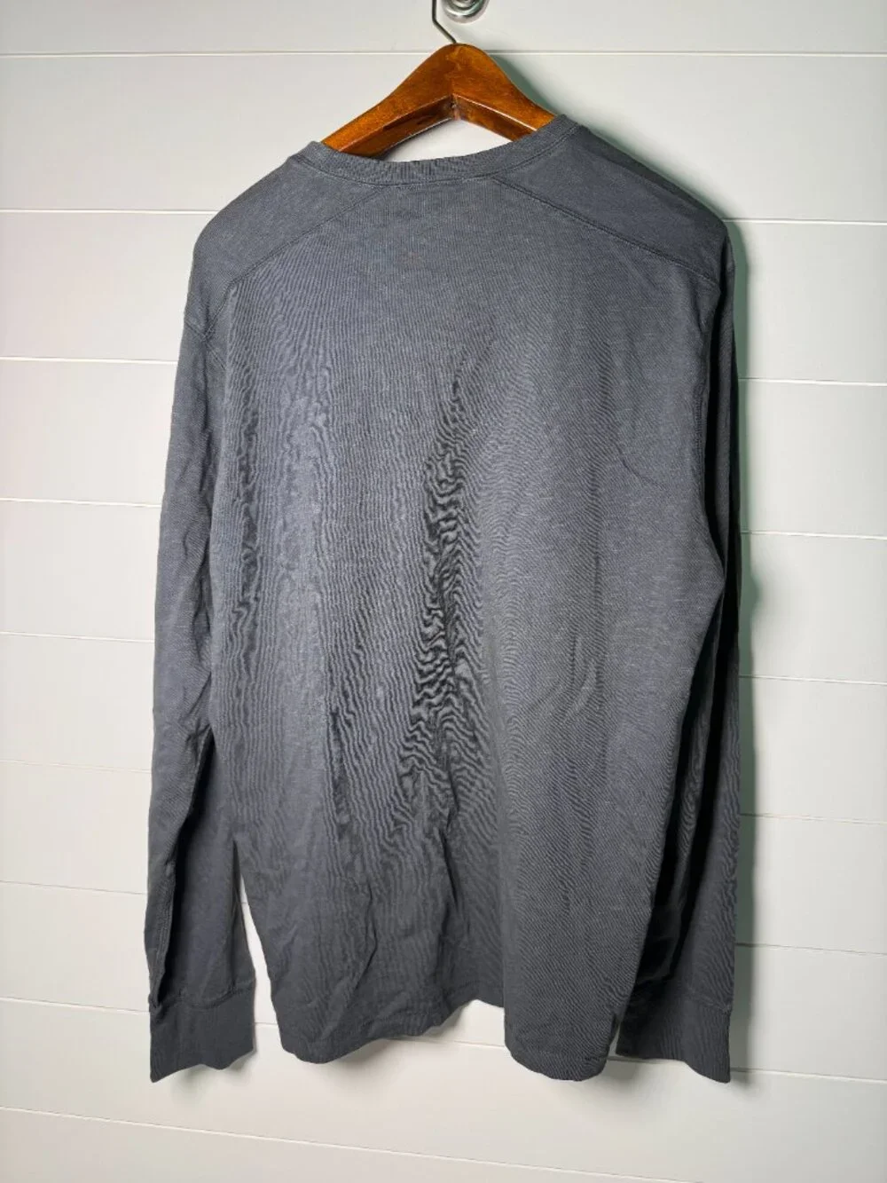 J. Crew Long Sleeve Quarter Button Henley Gray Garment Dyed 100% Cotton XL